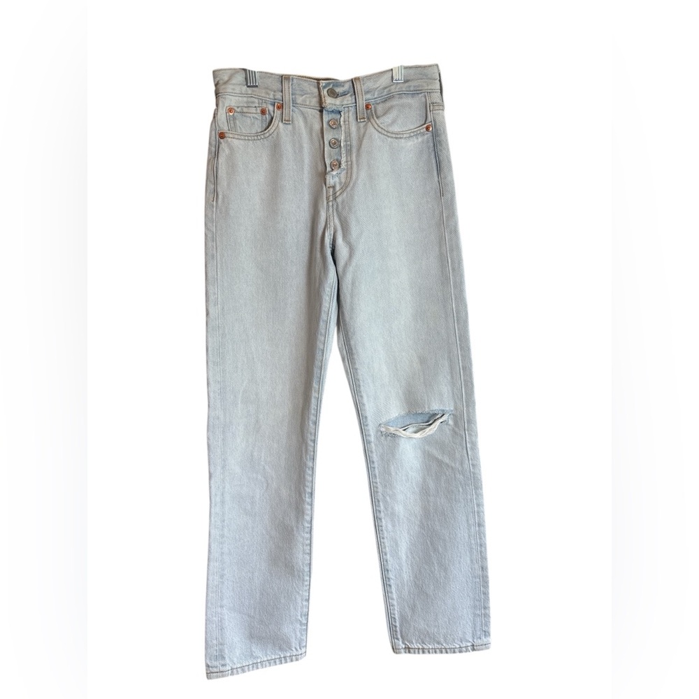 Levi’s Premium Straight Jeans Size 25 Light Wash High Rise Button Fly